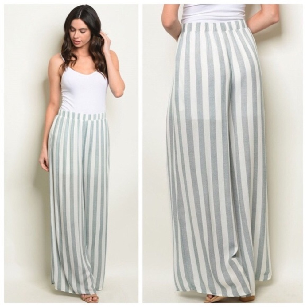 Tatum sage striped palazzo pants